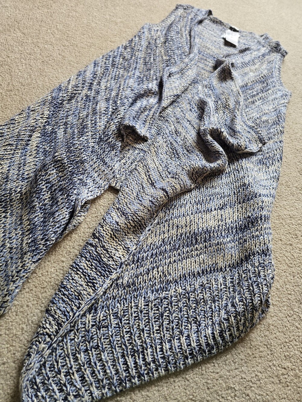 Kismet NWT Blue Marled Chunky Knit Waterfall Cardigan Small Medium